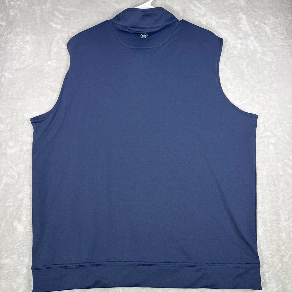 Peter Millar Galway Stretch Loop Terry Quarter Zip Vest XL Mens Blue Golf